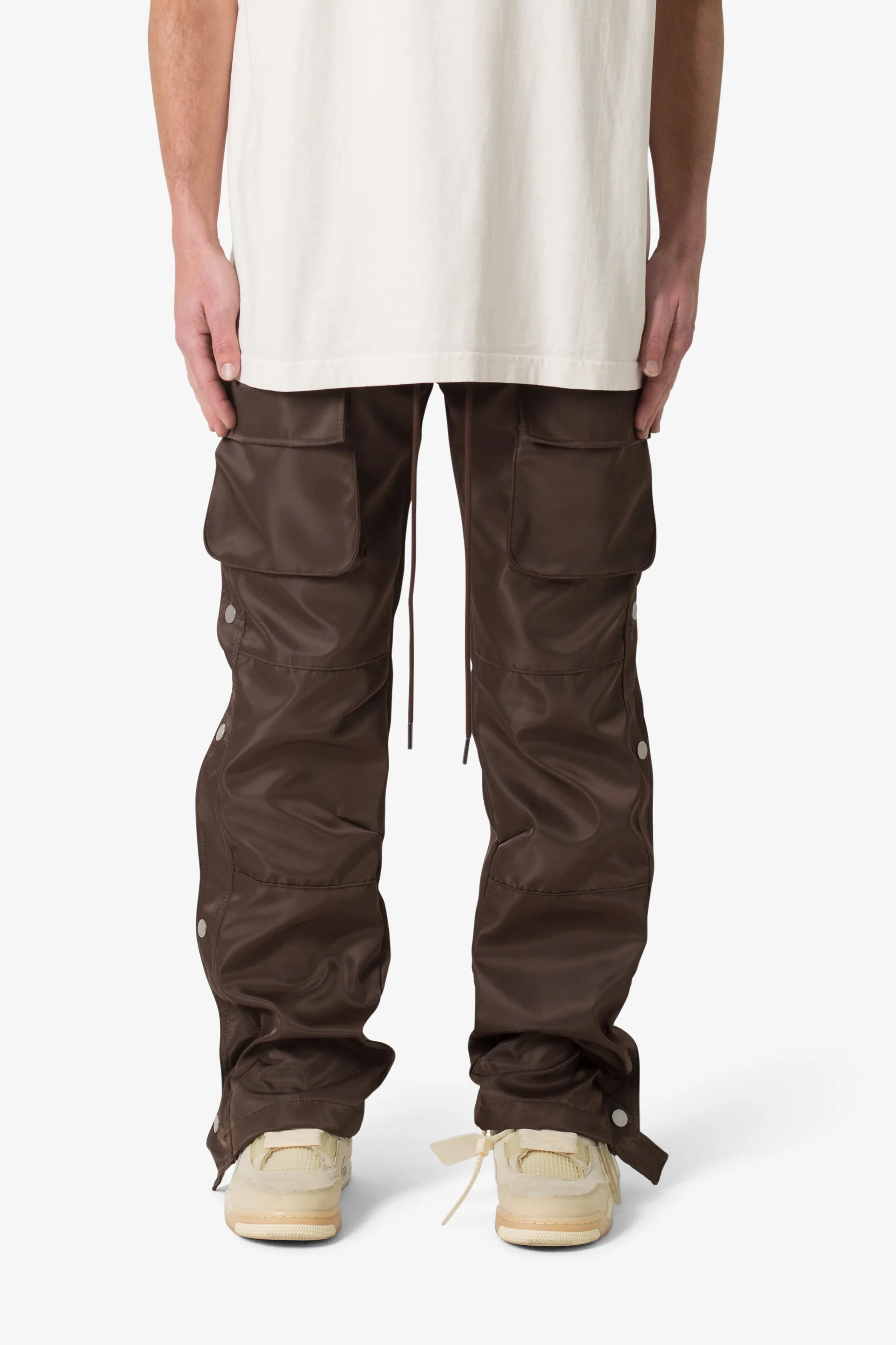 Snap Front Cargo Pants - Brown