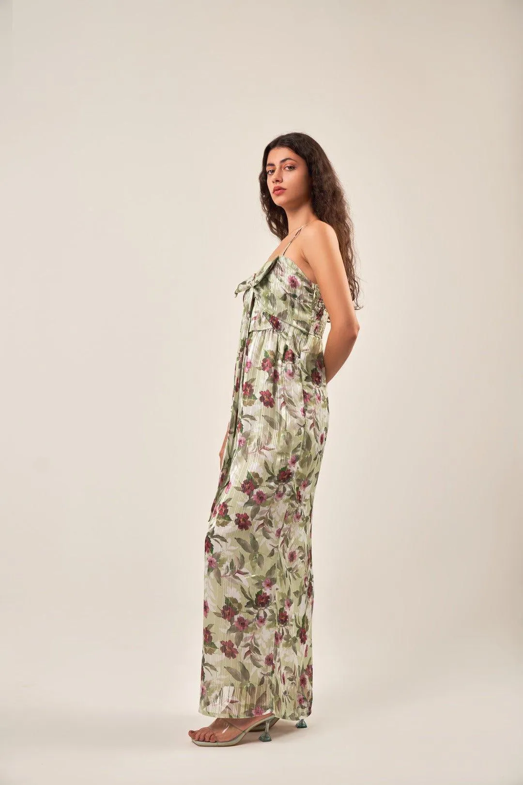 STRAPPY BOW  FLORAL  MAXI DRESS