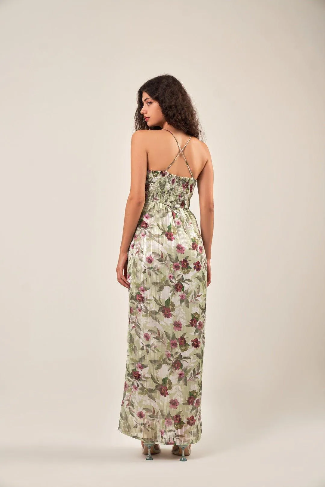 STRAPPY BOW  FLORAL  MAXI DRESS