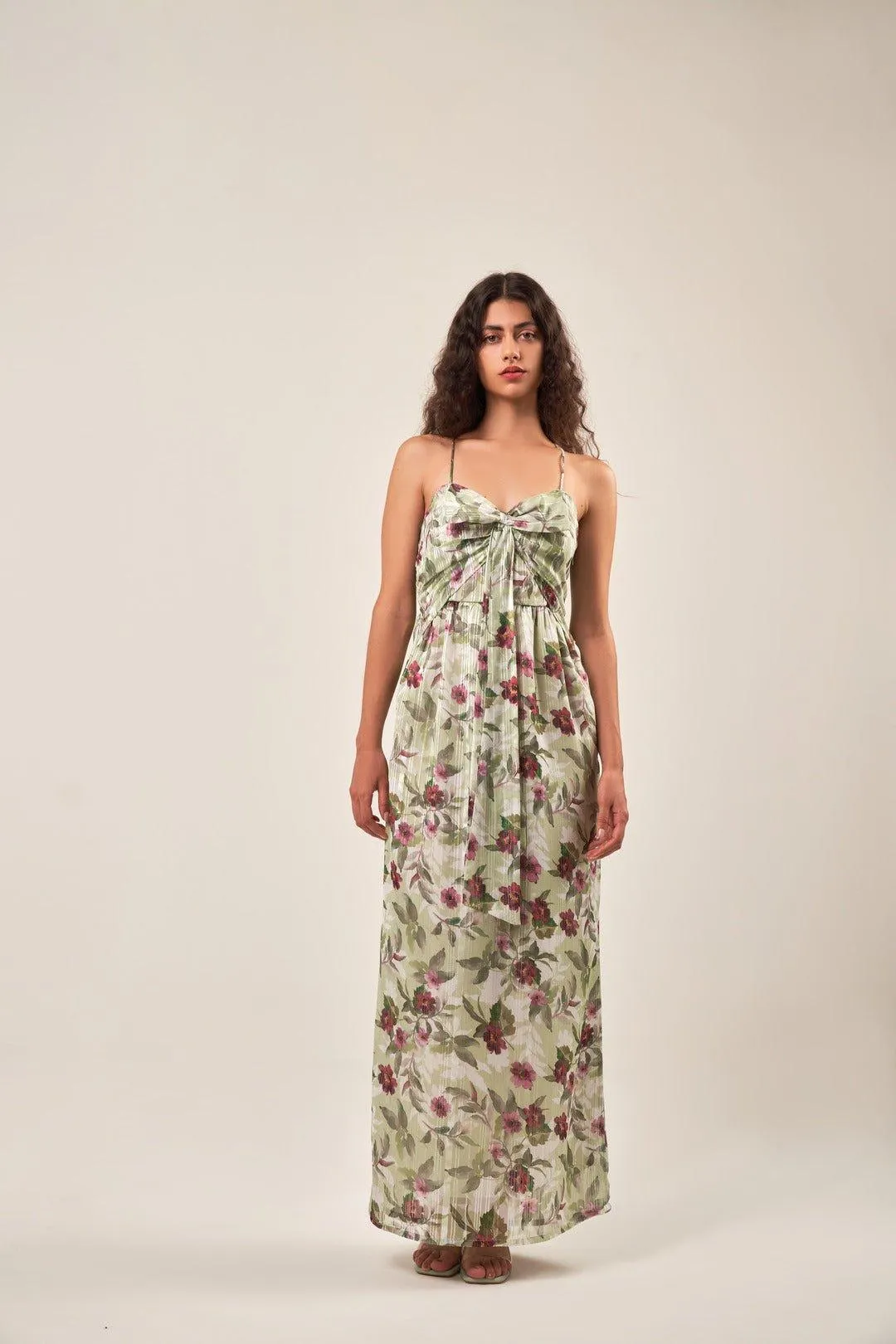 STRAPPY BOW  FLORAL  MAXI DRESS