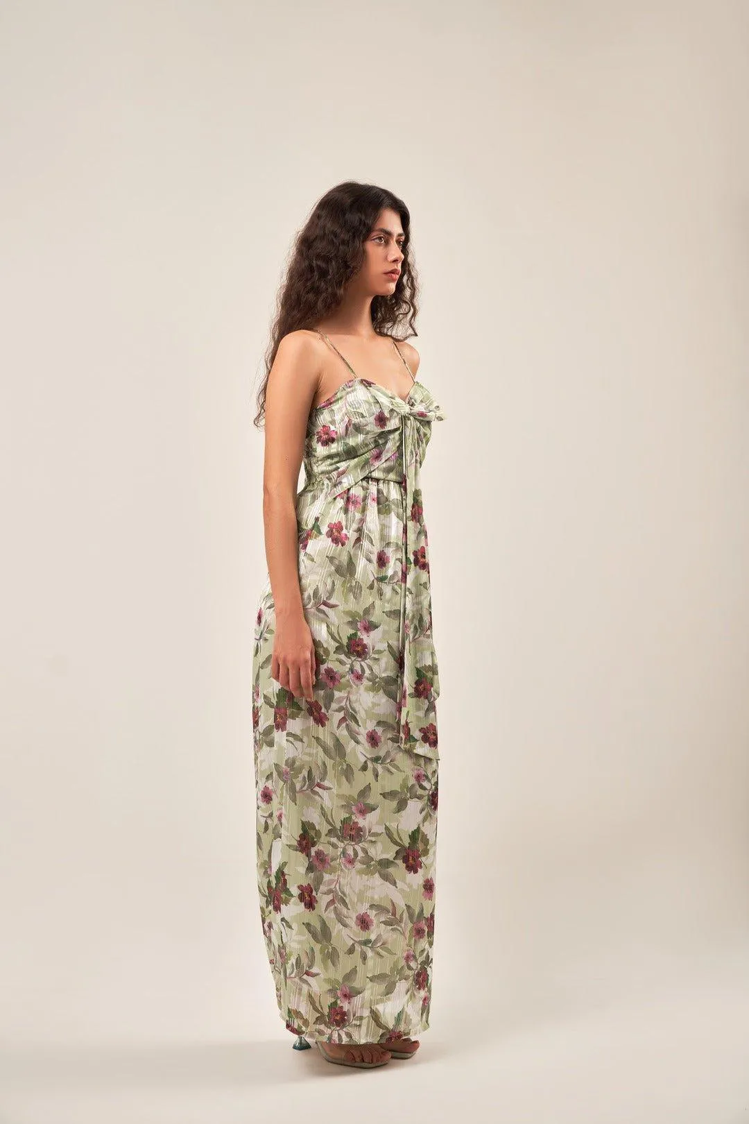 STRAPPY BOW  FLORAL  MAXI DRESS