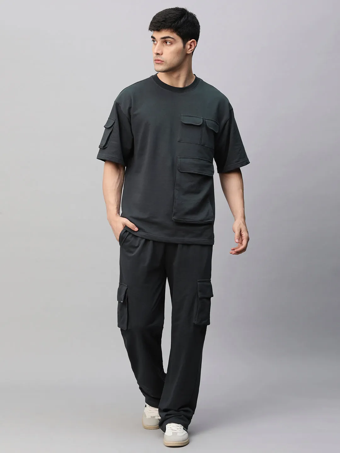 Streetwear Cargo Co-ord Set - Dark Grey