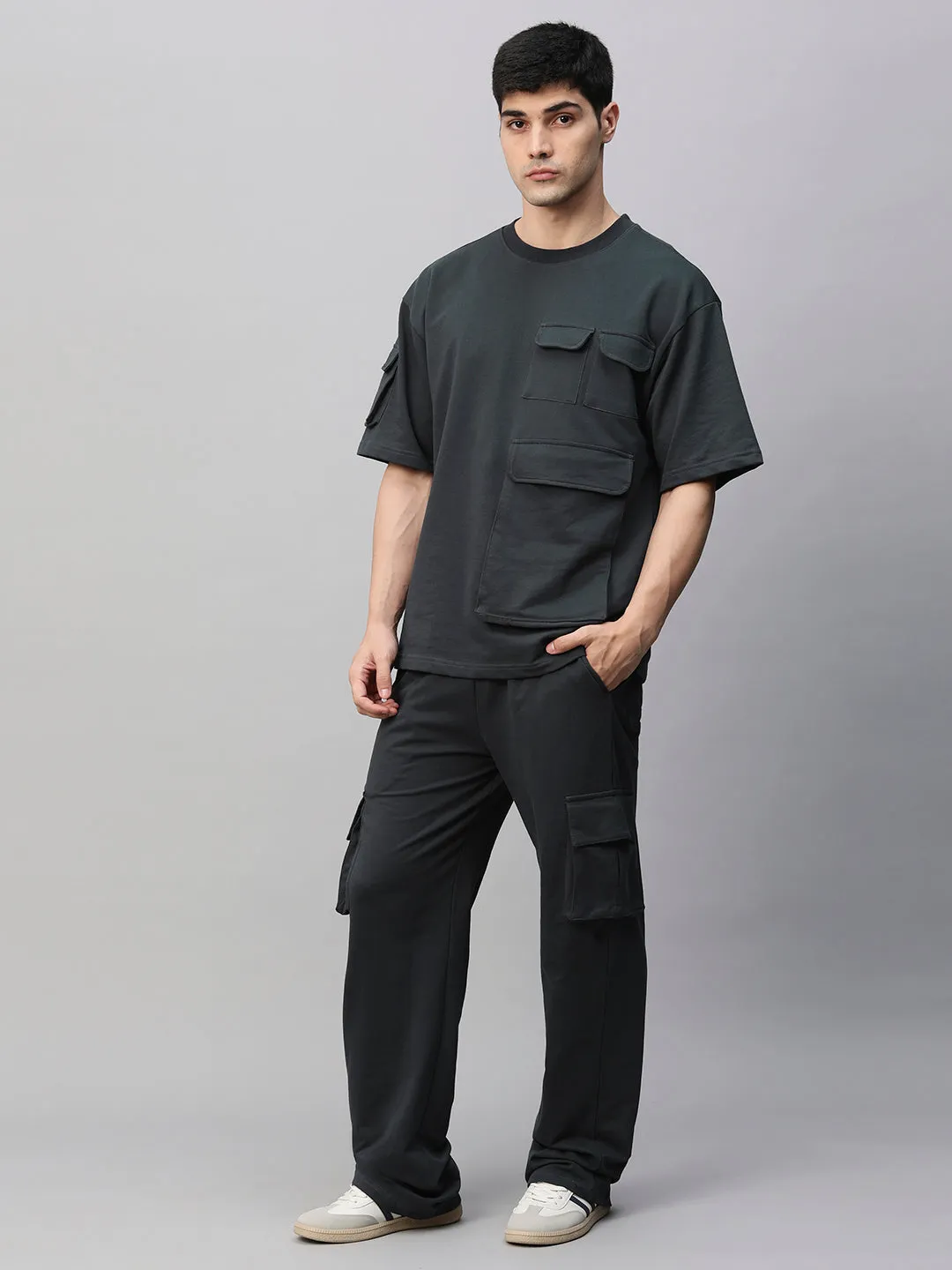 Streetwear Cargo Co-ord Set - Dark Grey