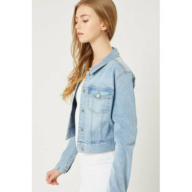 Stretch Cropped Denim Jacket