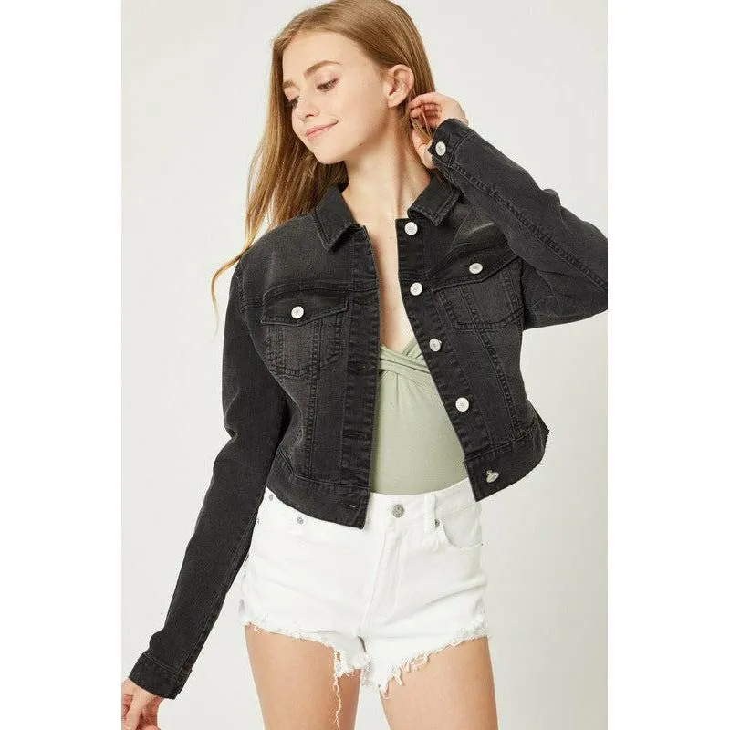 Stretch Cropped Denim Jacket