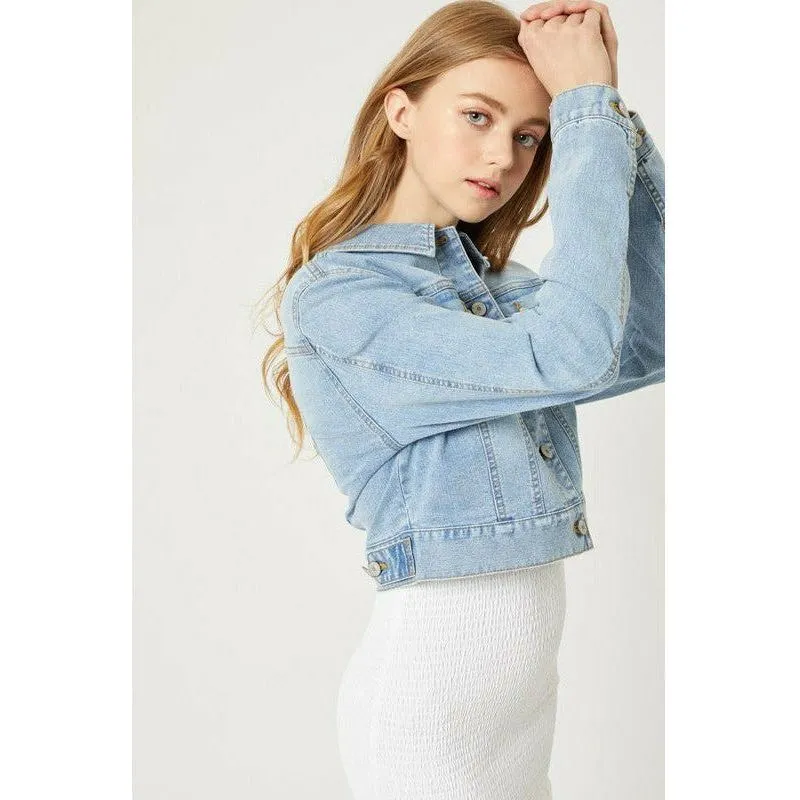 Stretch Cropped Denim Jacket