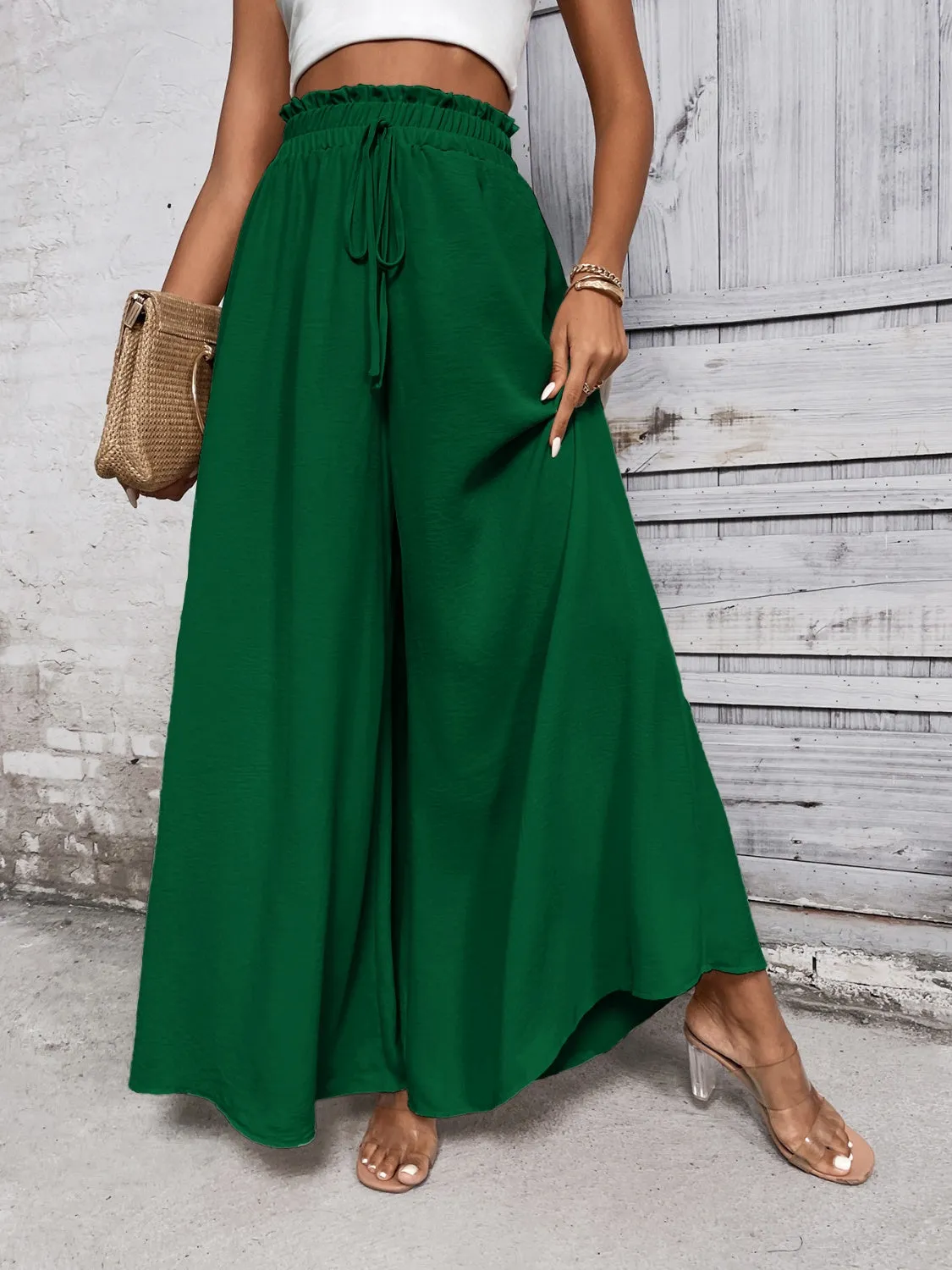 TEEK - Tied High Waist Wide Leg Pants