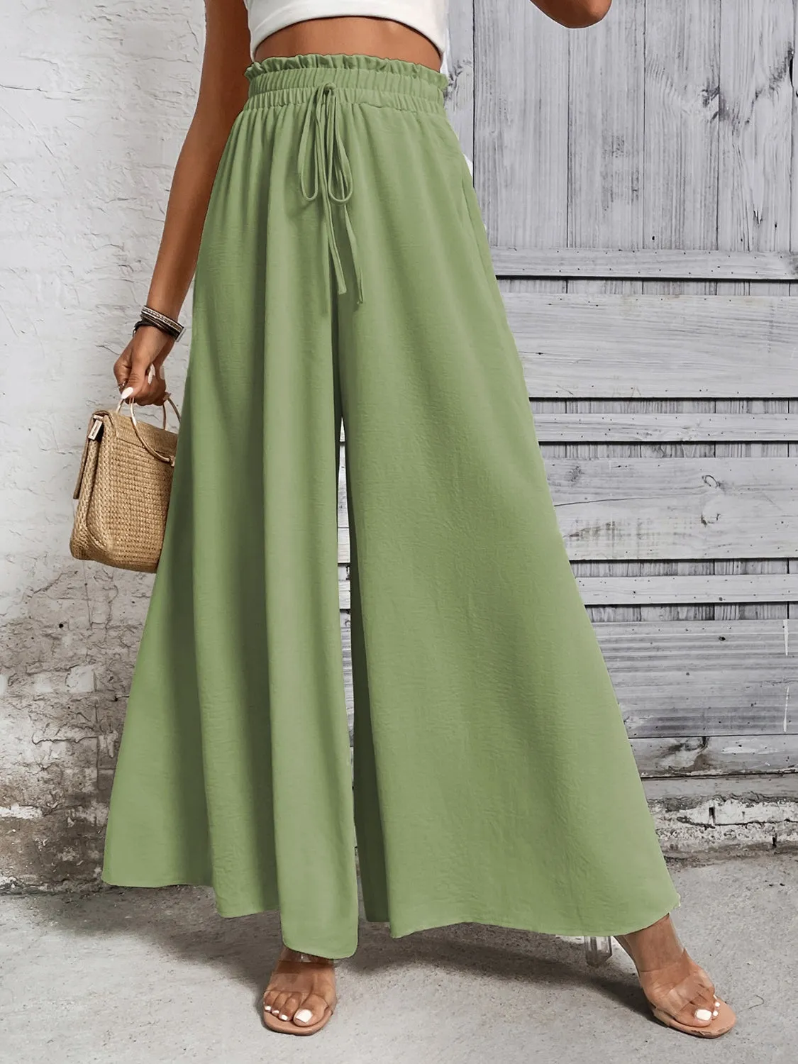 TEEK - Tied High Waist Wide Leg Pants