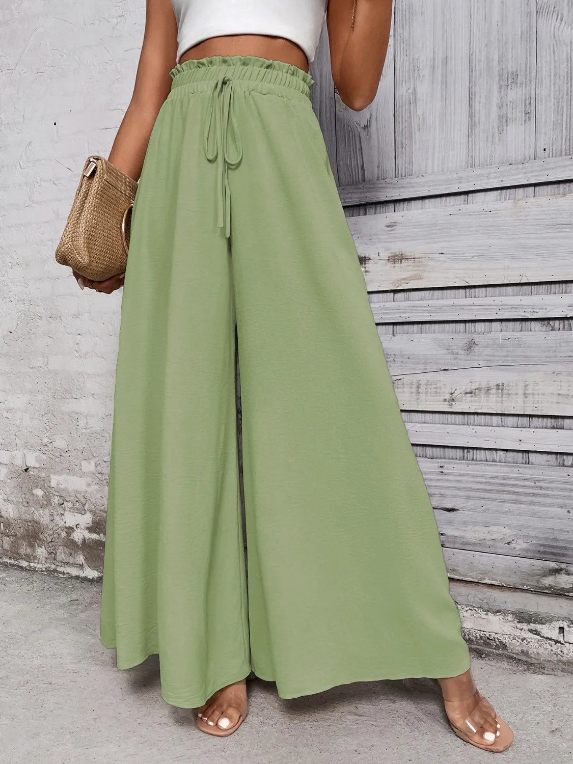 TEEK - Tied High Waist Wide Leg Pants