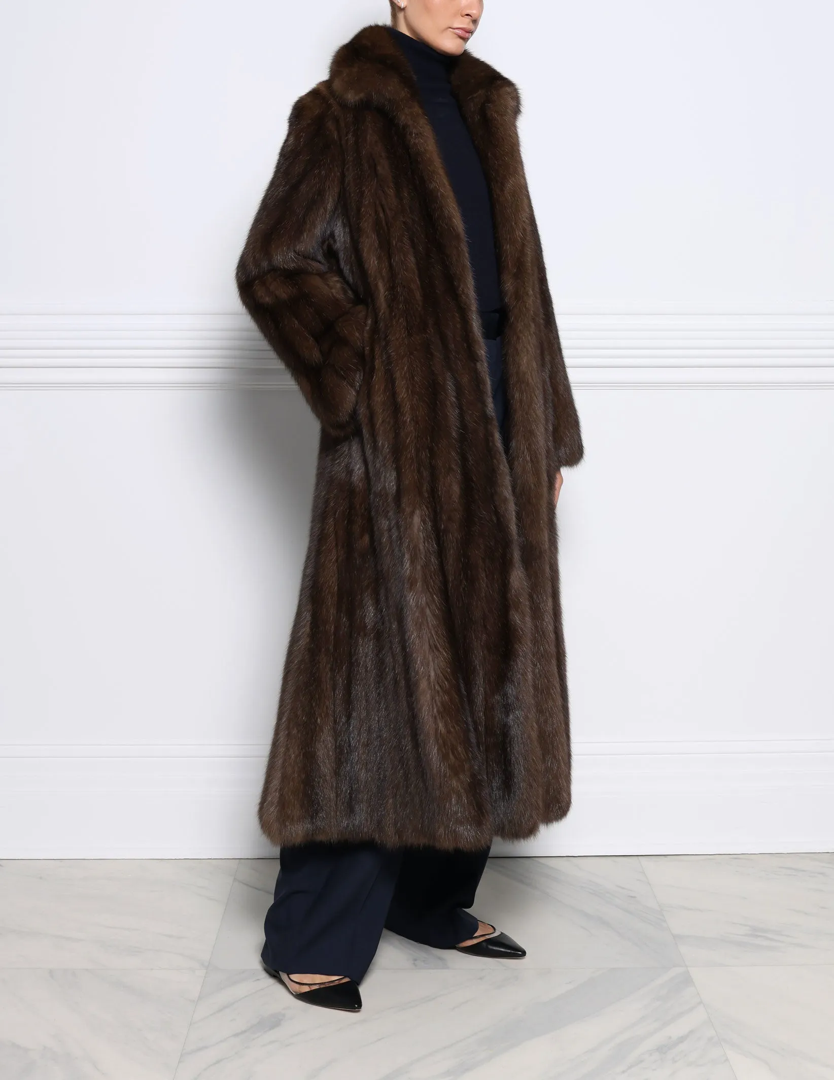 The Fia Russian Sable Fur Flounce Coat