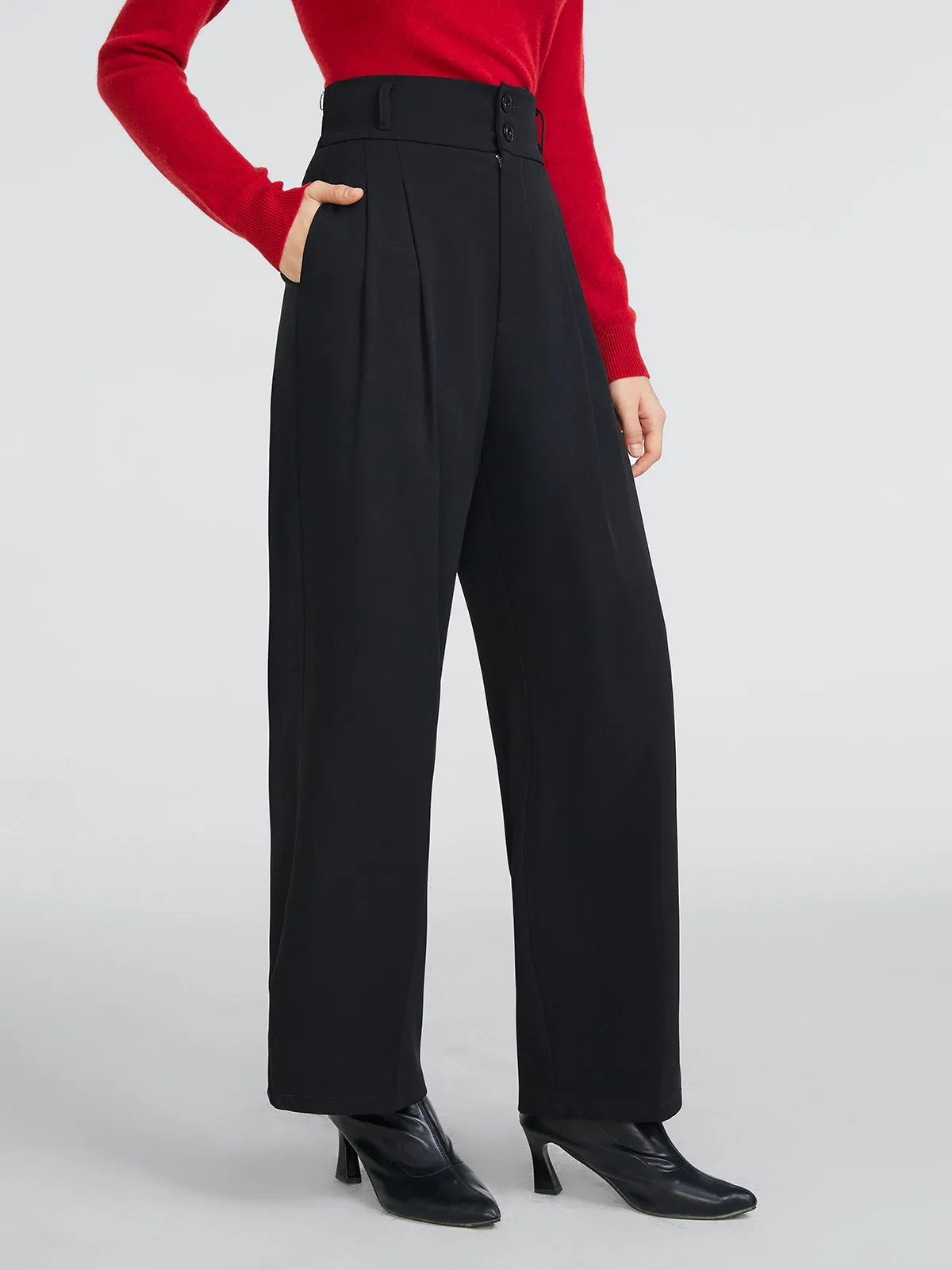 Two-Button High Waist Pants