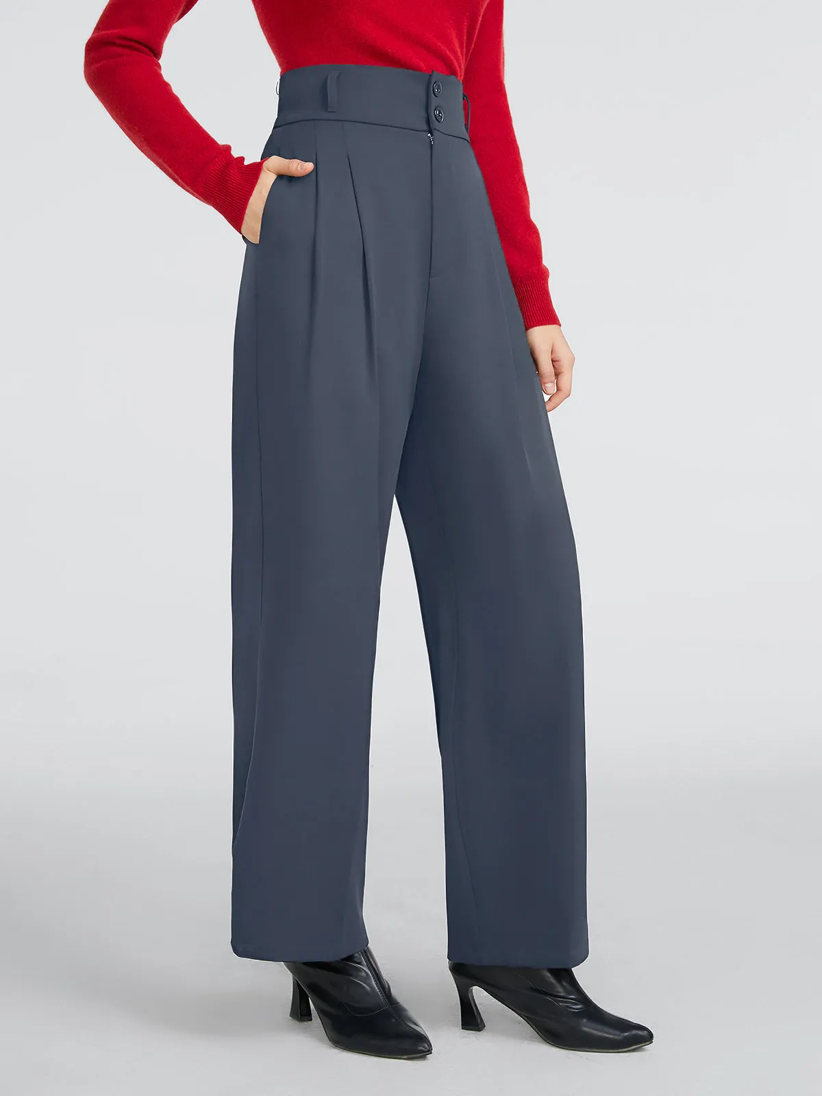 Two-Button High Waist Pants