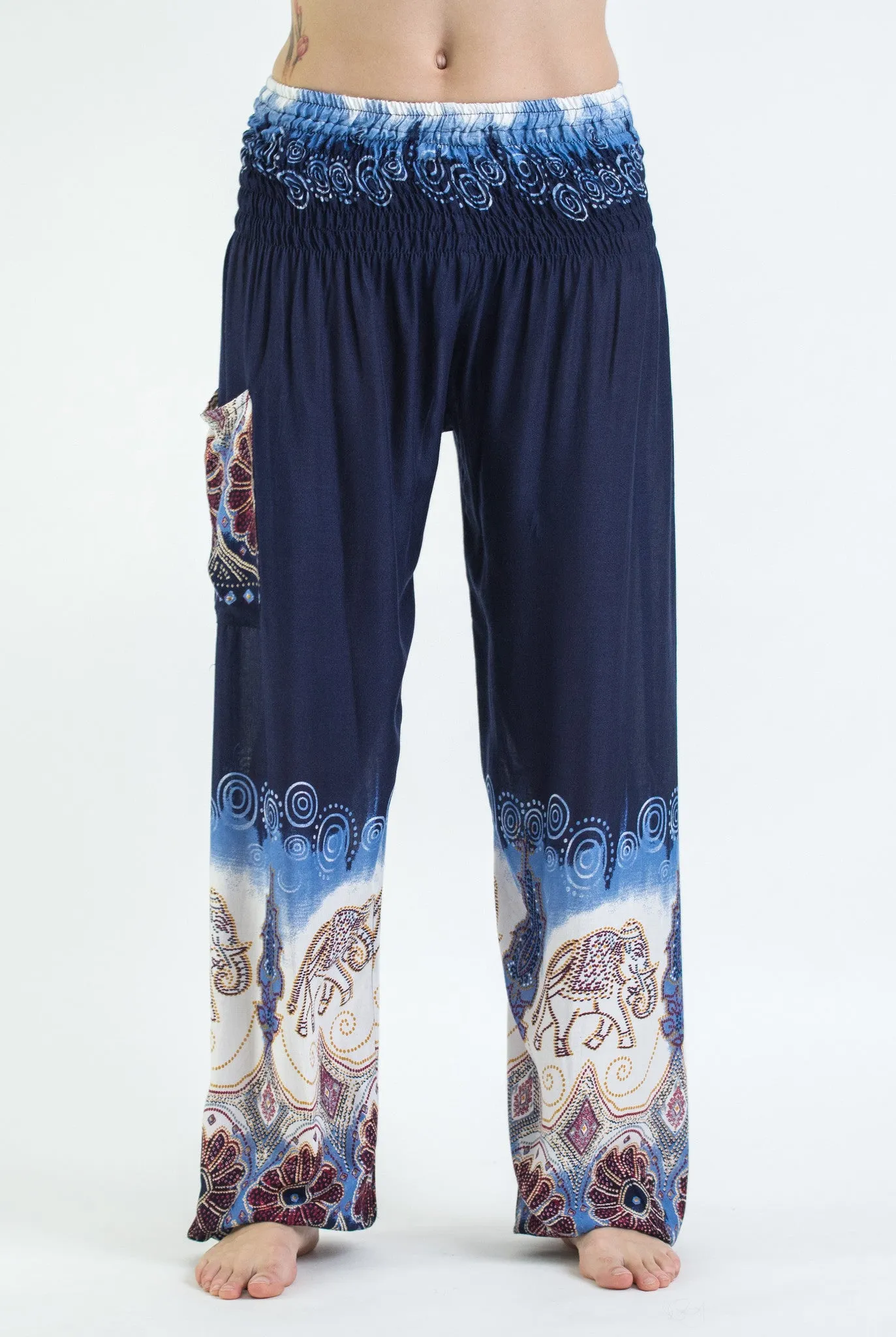 Unisex Solid Top Elephant Harem Pants in Blue