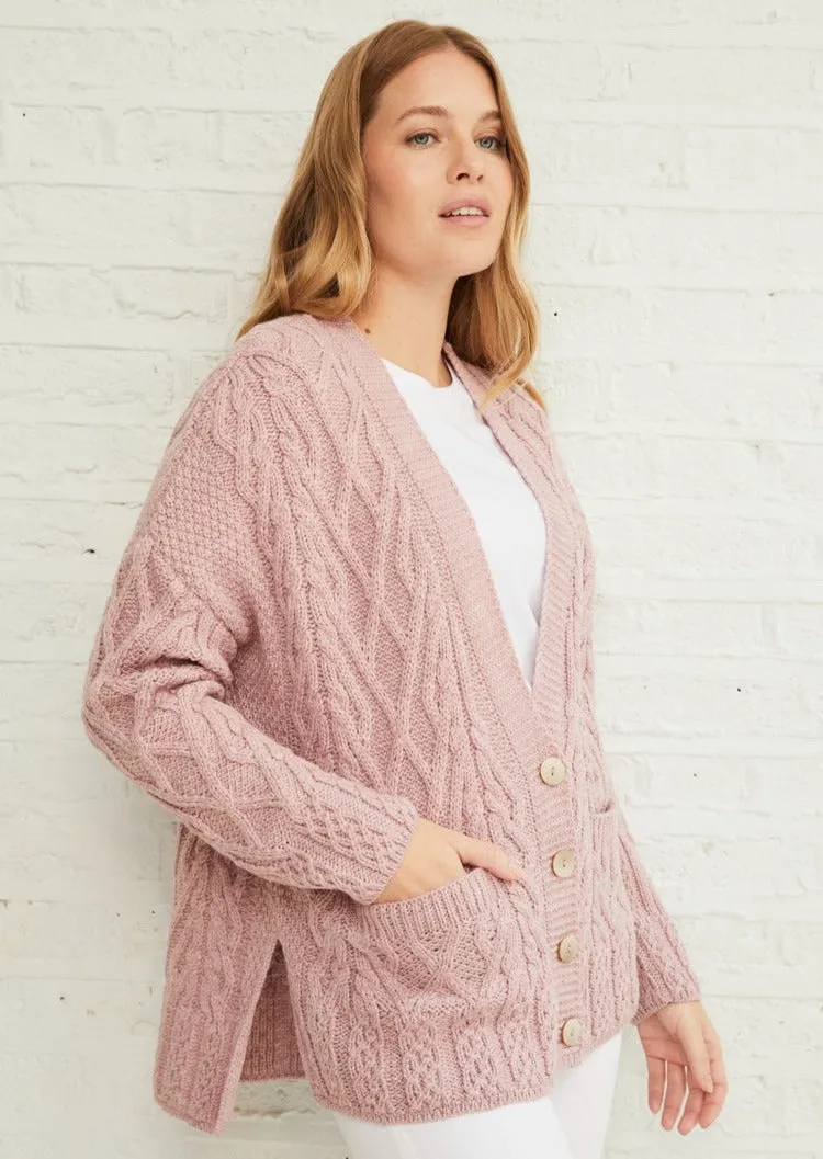 Valentia Aran Cardigan | Pink