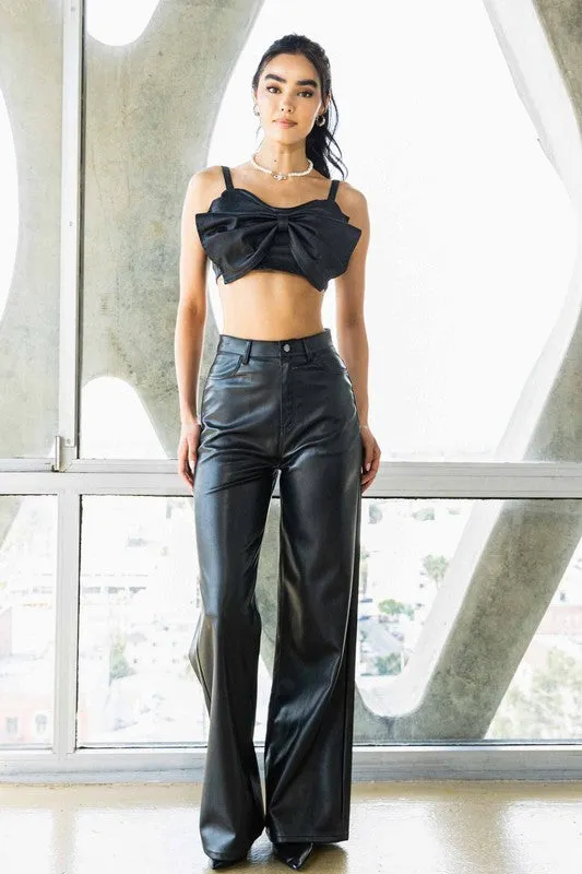 Vegan Leather Wide Leg Pants - Vibrant M.i.U