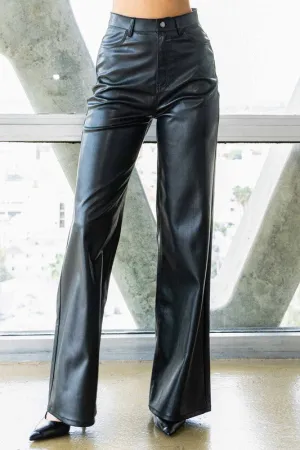 Vegan Leather Wide Leg Pants - Vibrant M.i.U