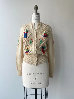 Vintage 1950s Crewel Folk Cardigan