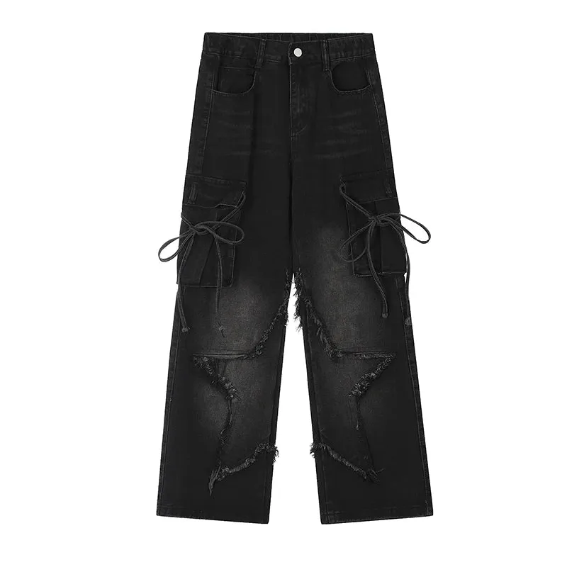 Vintage Y2K Bandage Pockets Cargo Baggy Pant