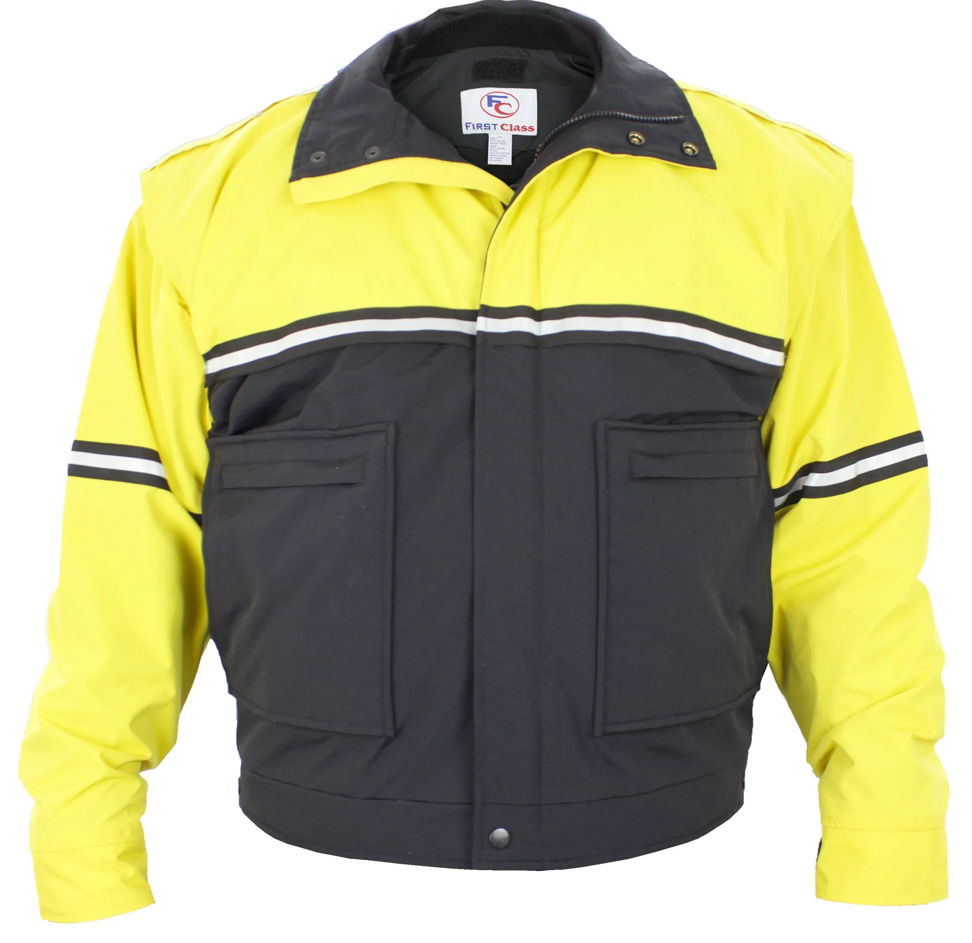 Water Proof Zip-Off Sleeve Bike Patrol Jacket with Removable Liner