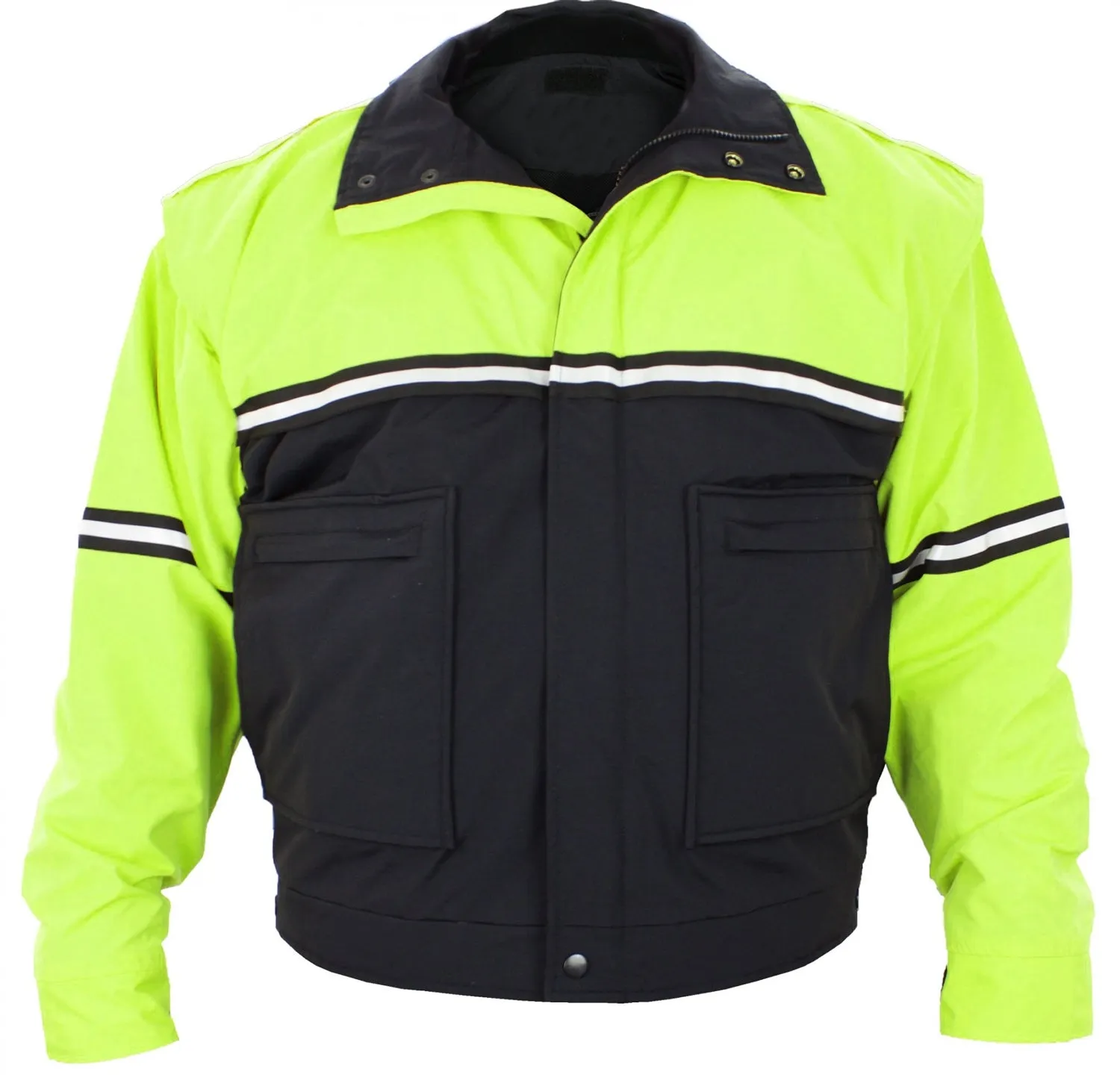 Water Proof Zip-Off Sleeve Bike Patrol Jacket with Removable Liner