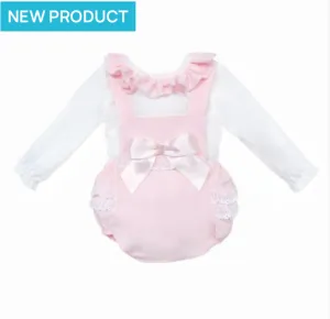 Wee me pink frilly 2 piece romper set 2457