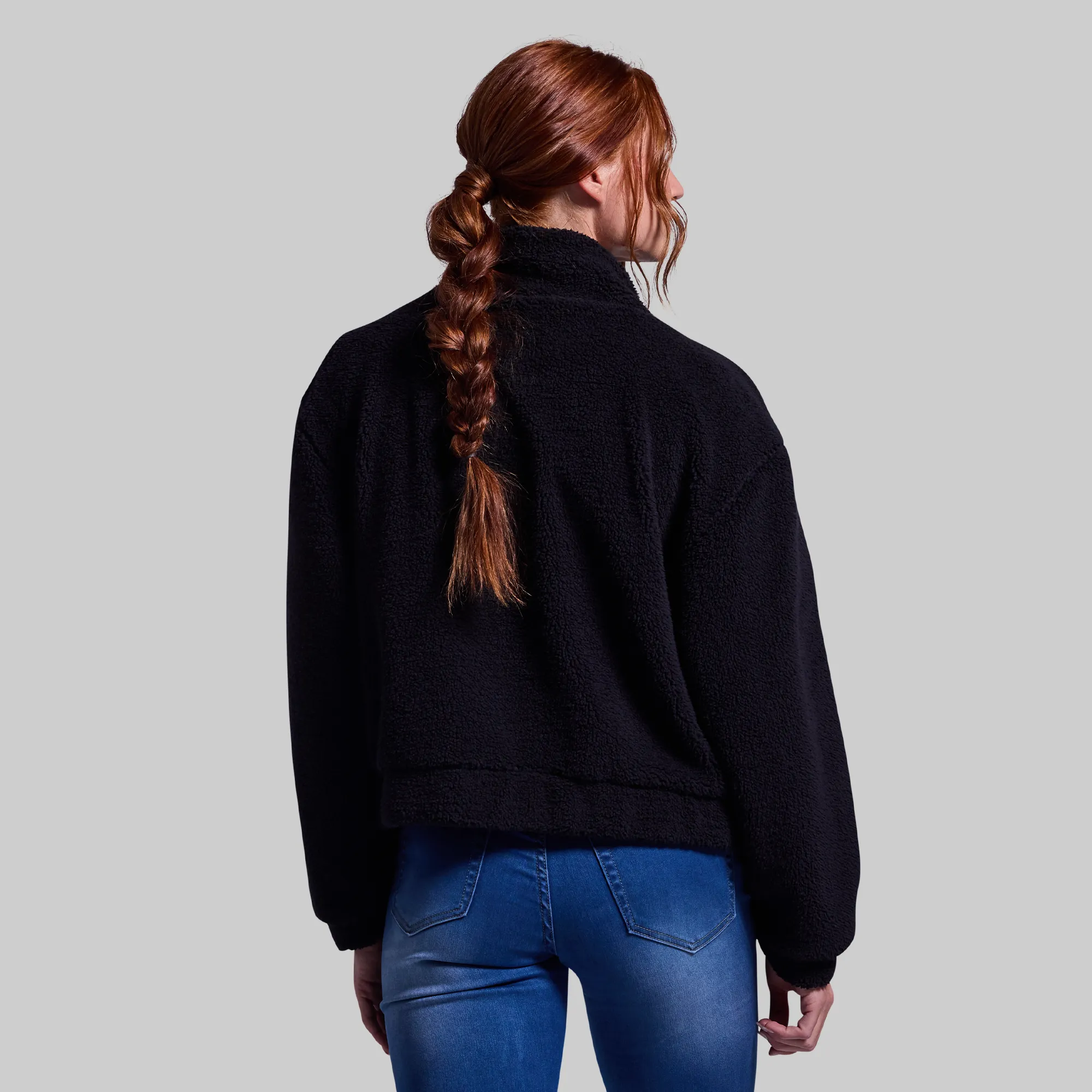 Women's Cropped Fleece Jacket (Black)