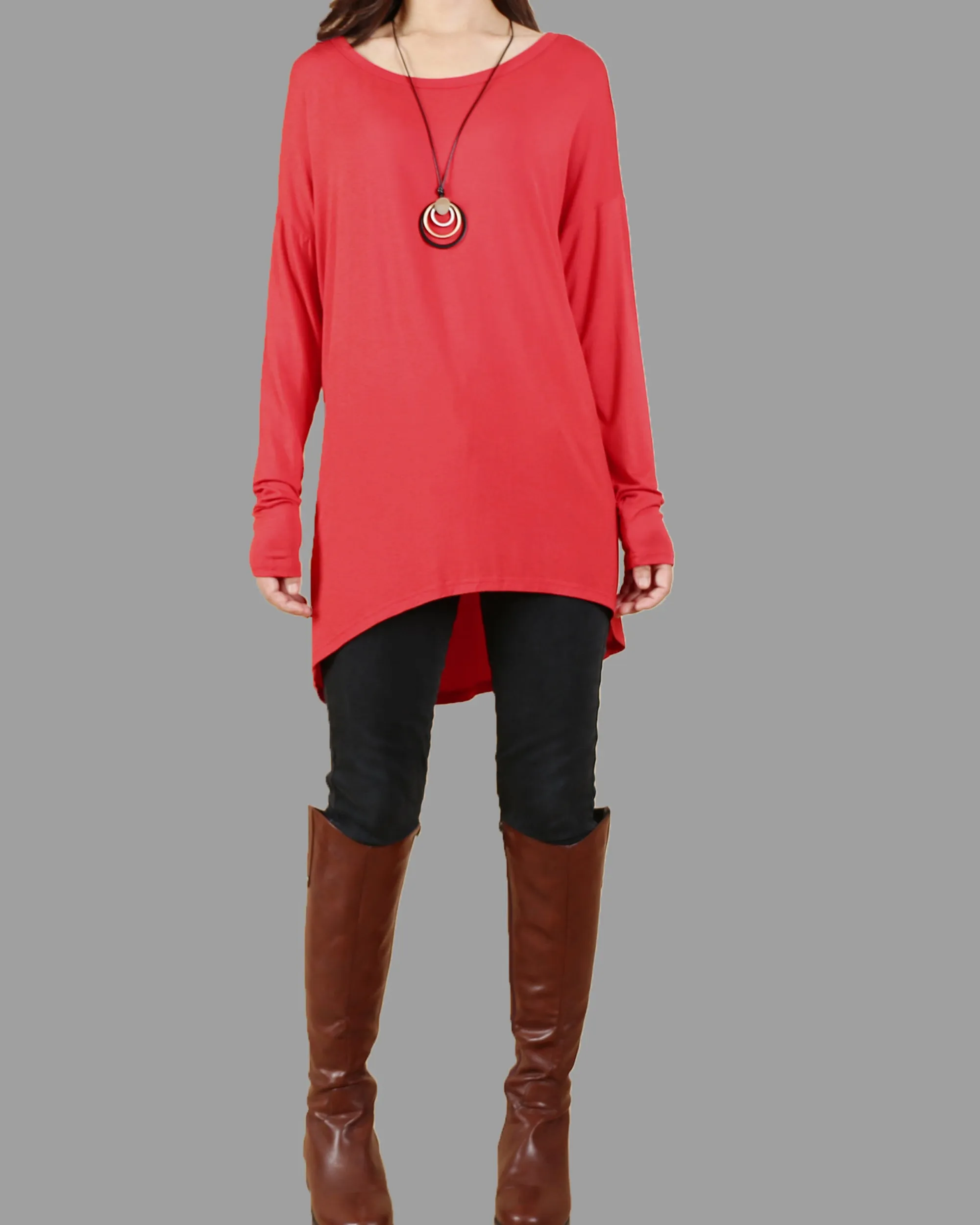 Women's oversized top, bottoming top, long sleeve tunic top, Modal Cotton t-shirt(Y1818)