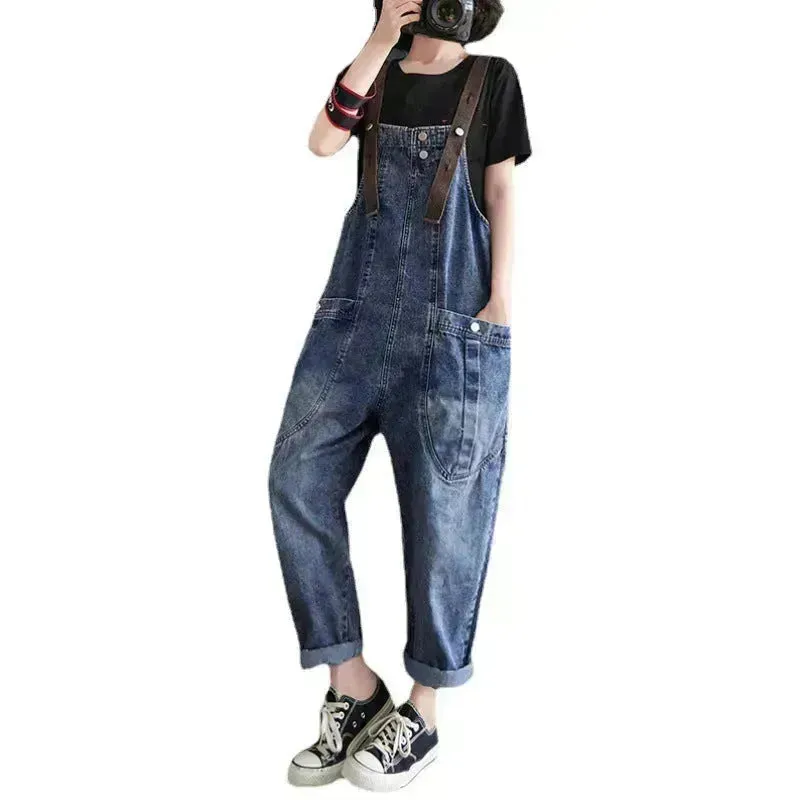 Y2K Women's Loose Denim Overalls  Romper Suit