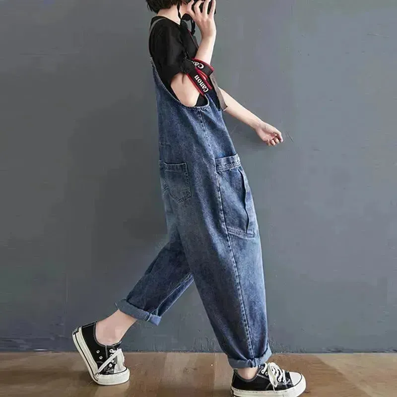 Y2K Women's Loose Denim Overalls  Romper Suit