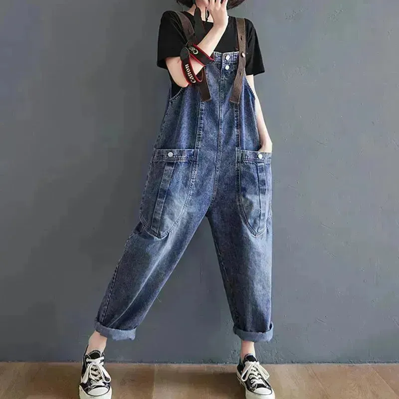 Y2K Women's Loose Denim Overalls  Romper Suit