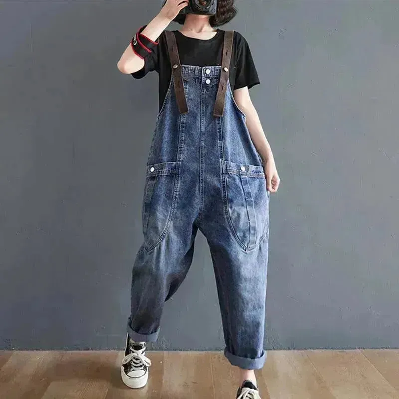 Y2K Women's Loose Denim Overalls  Romper Suit